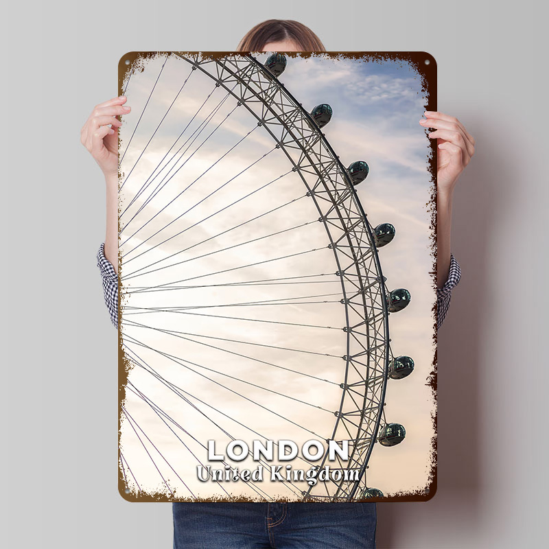 Men'S Accessories London - ลอนดอนอาย สหราชอาณาจักร โปสเตอร์พิมพ์ลายตามสั่ง ศิลปะติดผนังสไตล์เรโทร ป้ายโลหะวินเทจ สำหรับตกแต่งห้อง