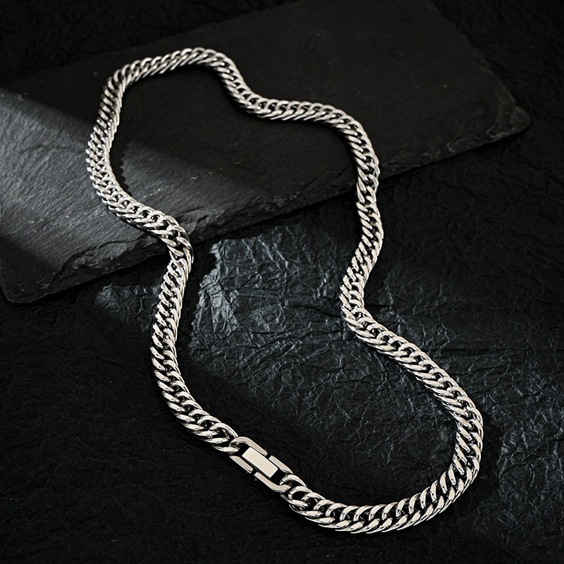 Men Accessories Neck Chain - สร้อยคอโซ่คิวบาสแตนเลส7มม. สำหรับผู้ชายผู้หญิงสร้อยคอแนวพังก์ฮิปฮอปเครื่องประดับคอเหล็กสำหรับผู้ชาย