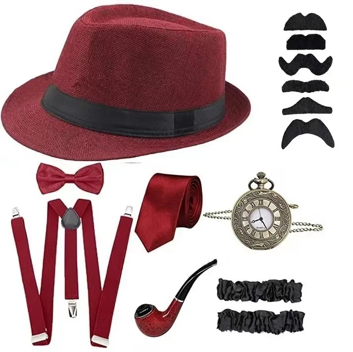 Men'S Accessories In The 1920S - อุปกรณ์ประกอบฉากสำหรับงานปาร์ตี้ผู้ชาย ธีมยุค 1920s ชุดคอสเพลย์สำหรับการแสดงบนเวที หมวกเบเรต์สไตล์แกตสบี้ ซิการ์