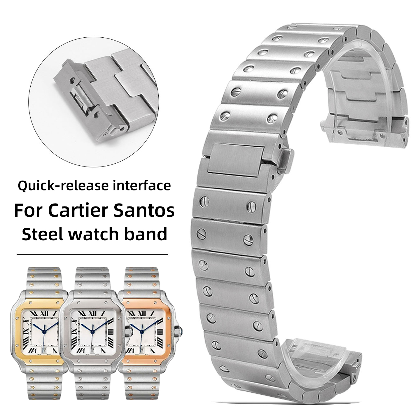 Men'S Accessories Cartier - สายนาฬิกาสแตนเลสขนาด 21 มม. สำหรับ Cartier Santos