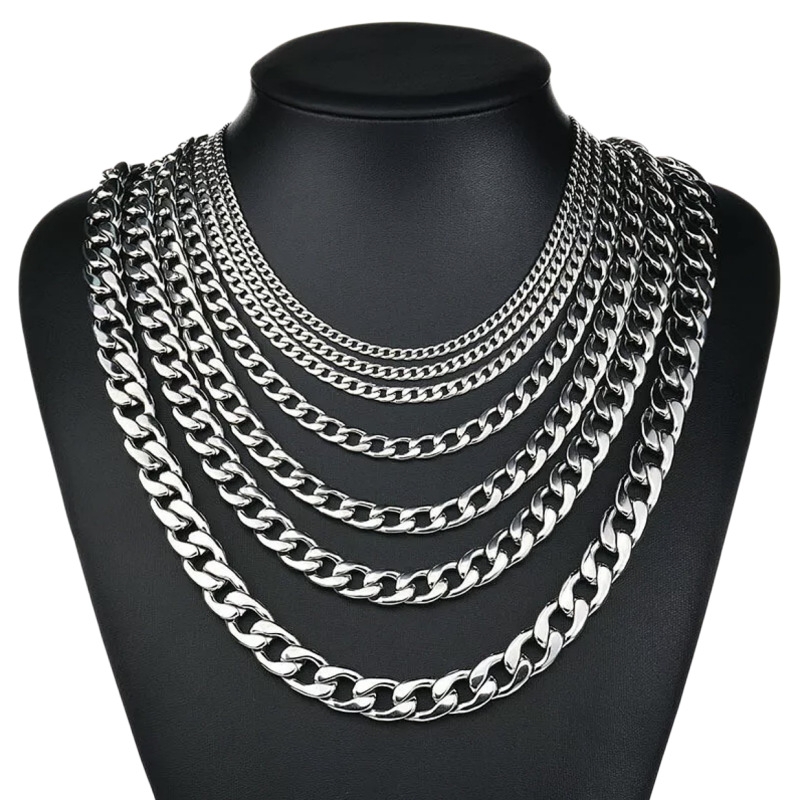 Men Accessories Neck Chain - สร้อยคอคิวบาลสแตนเลส 316L ขนาด 3 มม.-10 มม.