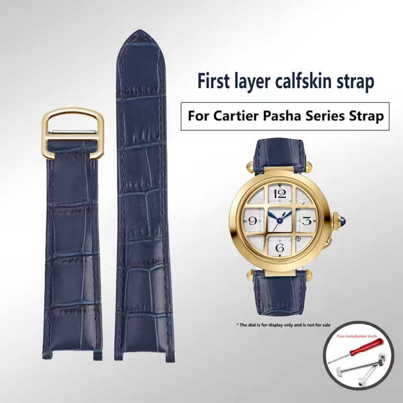 Men'S Accessories Cartier - สายนาฬิกาหนังแท้ Cartier PASHA พร้อมหัวเข็มขัดพับได้ สำหรับผู้ชายและผู้หญิง ขนาด